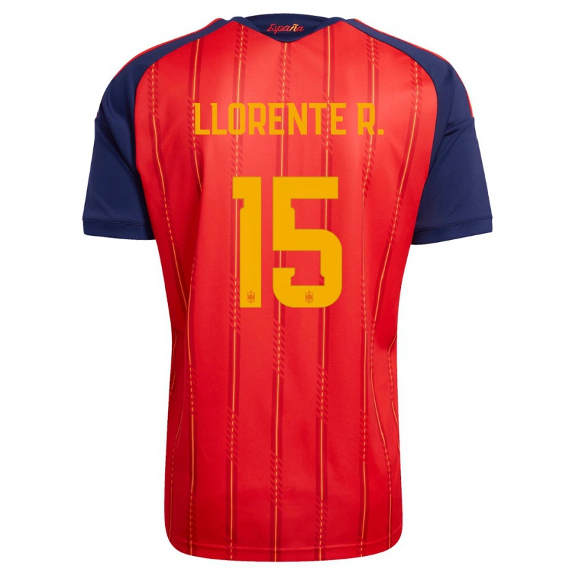 Danxen Män Spanien Diego Llorente #15 Röd Marin Gul Hemmatröja Matchtröjor 26-28 Tröjor T-Tröja