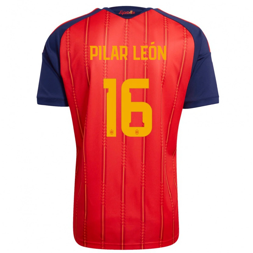 Danxen Män Spanien Maria Pilar Leon #16 Röd Marin Gul Hemmatröja Matchtröjor 26-28 Tröjor T-Tröja