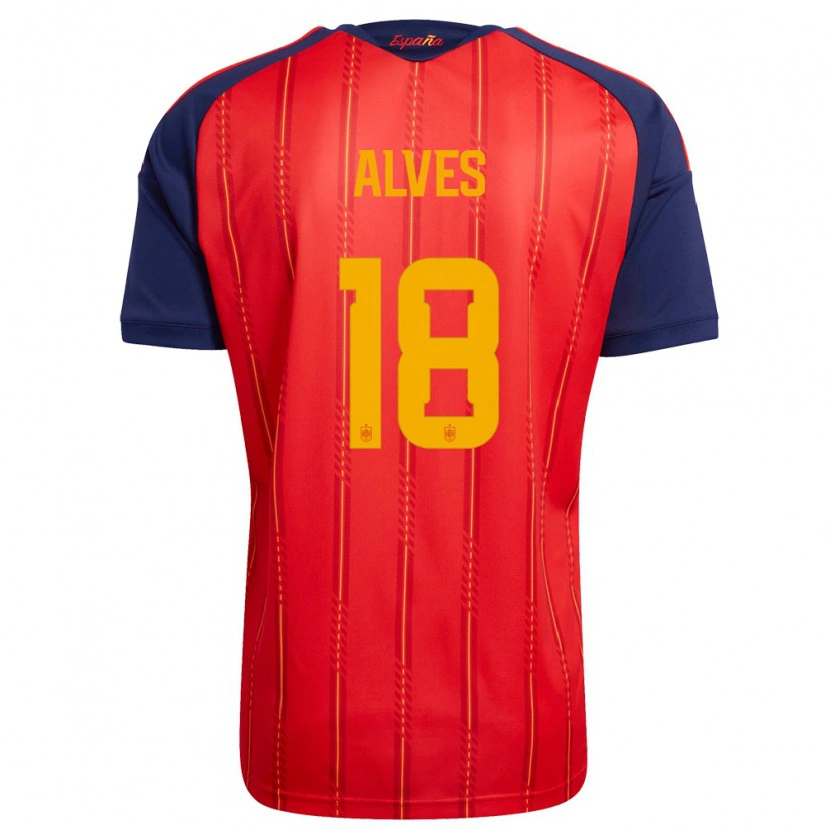 Danxen Män Spanien Enzo Alves #18 Röd Marin Gul Hemmatröja Matchtröjor 26-28 Tröjor T-Tröja