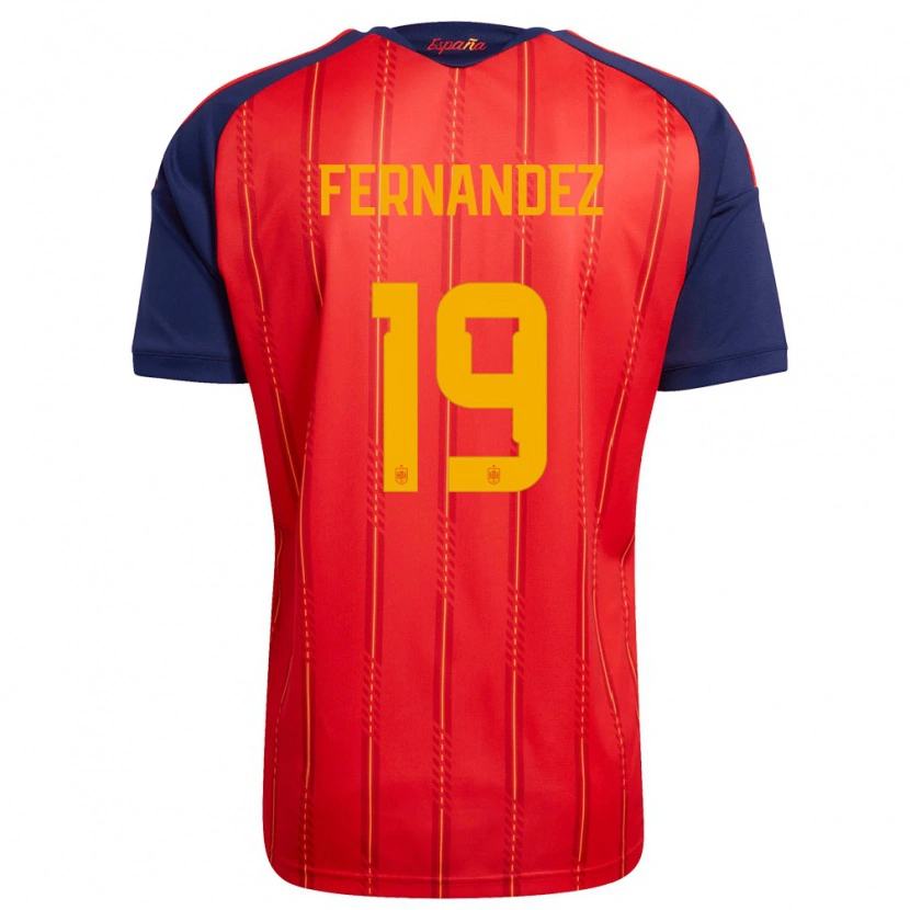 Danxen Män Spanien Roberto Fernández #19 Röd Marin Gul Hemmatröja Matchtröjor 26-28 Tröjor T-Tröja
