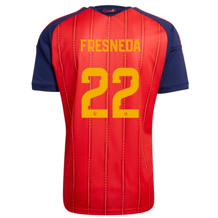 Danxen Män Spanien Iván Fresneda #22 Röd Marin Gul Hemmatröja Matchtröjor 26-28 Tröjor T-Tröja