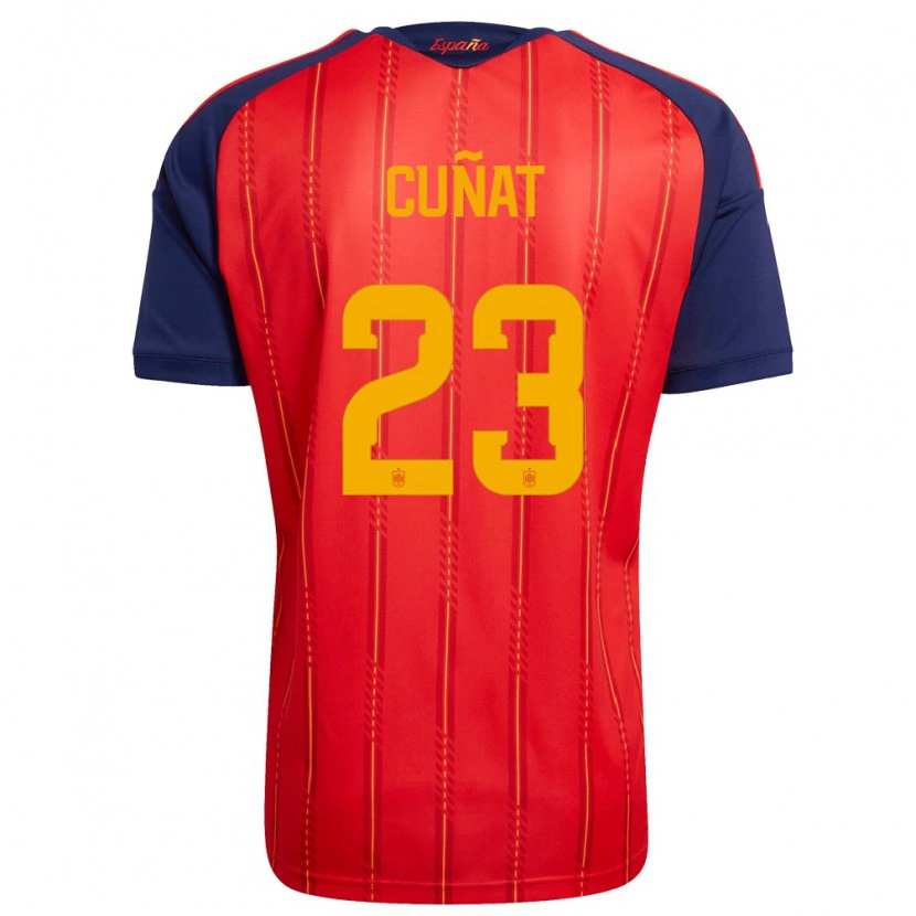Danxen Män Spanien Pablo Cuñat #23 Röd Marin Gul Hemmatröja Matchtröjor 26-28 Tröjor T-Tröja