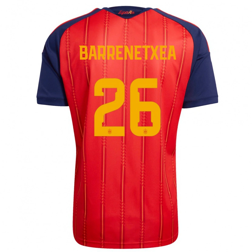 Danxen Män Spanien Ander Barrenetxea #26 Röd Marin Gul Hemmatröja Matchtröjor 26-28 Tröjor T-Tröja