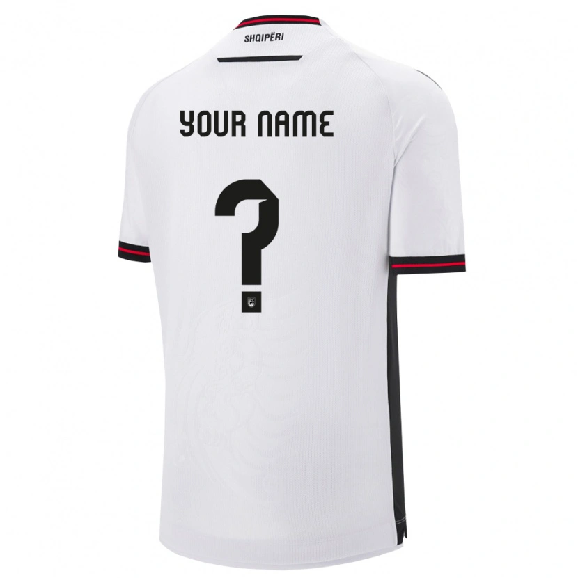 Danxen Män Albanien Ditt Namn #0 Vit Svart Bortatröja Matchtröjor 26-28 Tröjor T-Tröja