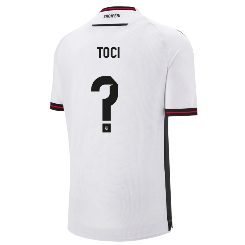 Danxen Män Albanien Eljon Toci #0 Vit Svart Bortatröja Matchtröjor 26-28 Tröjor T-Tröja