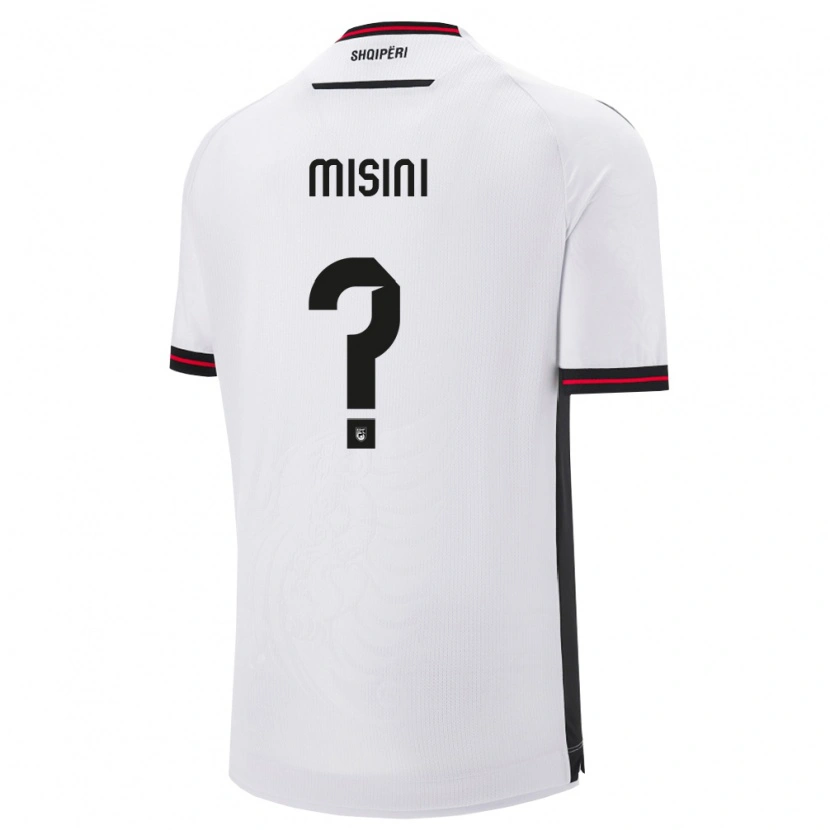 Danxen Män Albanien Eltion Misini #0 Vit Svart Bortatröja Matchtröjor 26-28 Tröjor T-Tröja