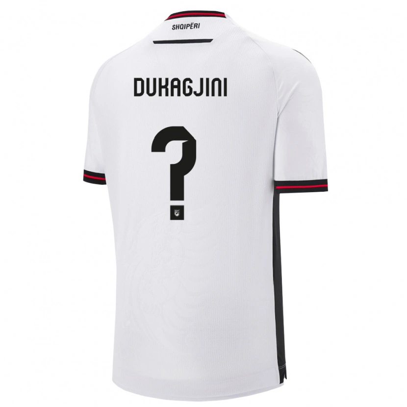 Danxen Män Albanien Rinor Dukagjini #0 Vit Svart Bortatröja Matchtröjor 26-28 Tröjor T-Tröja