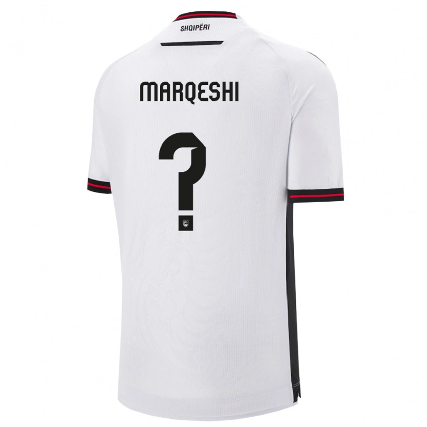 Danxen Män Albanien Ernesto Marqeshi #0 Vit Svart Bortatröja Matchtröjor 26-28 Tröjor T-Tröja