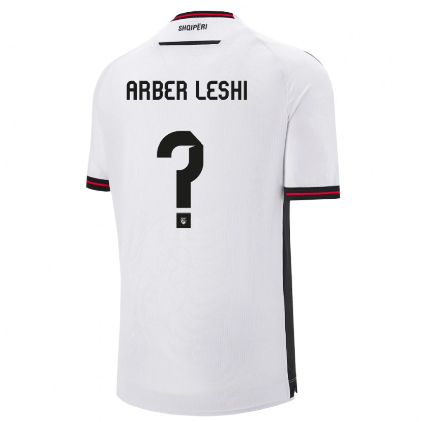 Danxen Män Albanien Arber Leshi #0 Vit Svart Bortatröja Matchtröjor 26-28 Tröjor T-Tröja