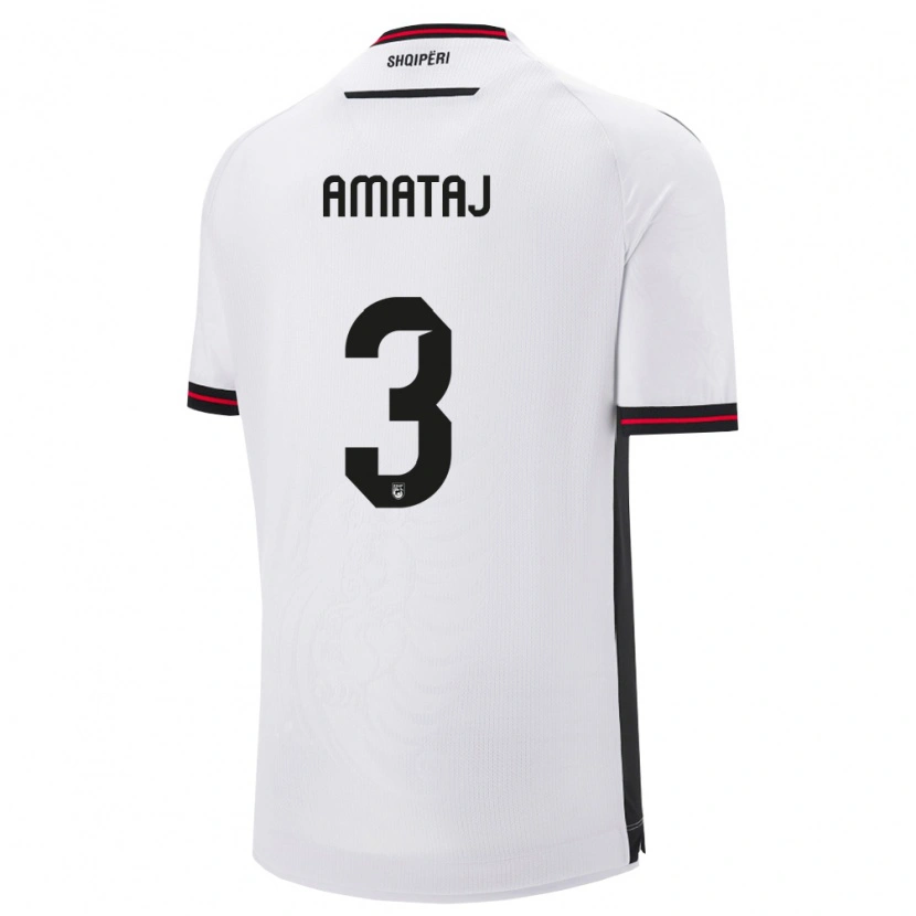 Danxen Män Albanien Sebastian Amataj #3 Vit Svart Bortatröja Matchtröjor 26-28 Tröjor T-Tröja