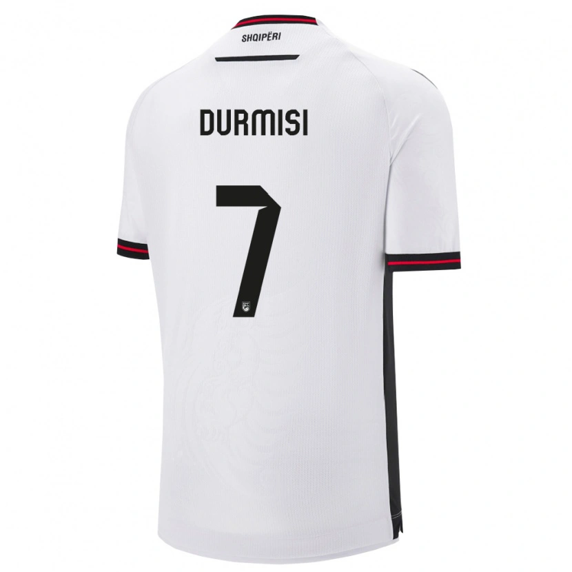 Danxen Män Albanien Arman Durmiši #7 Vit Svart Bortatröja Matchtröjor 26-28 Tröjor T-Tröja
