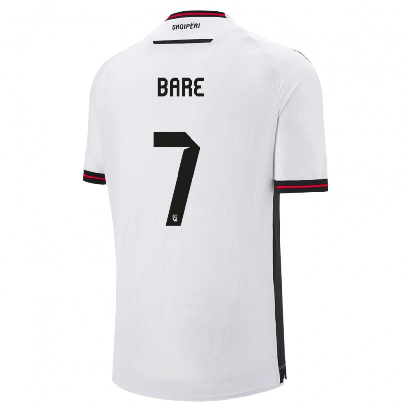 Danxen Män Albanien Keidi Bare #7 Vit Svart Bortatröja Matchtröjor 26-28 Tröjor T-Tröja