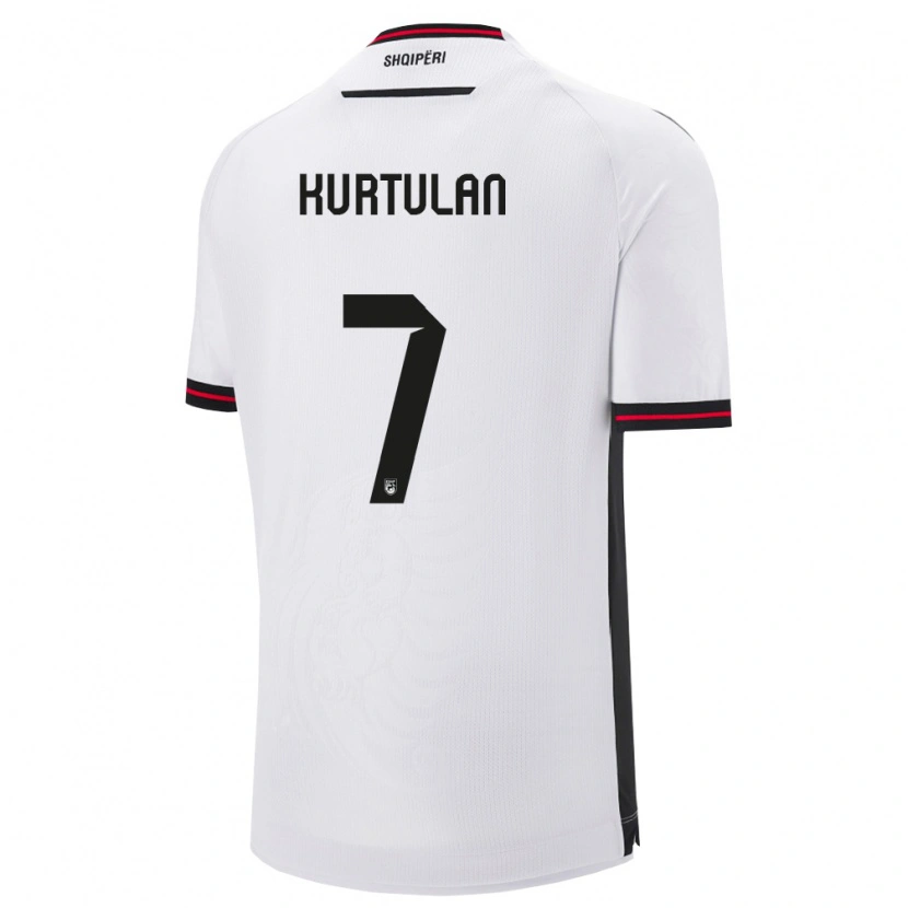 Danxen Män Albanien Arda Kurtulan #7 Vit Svart Bortatröja Matchtröjor 26-28 Tröjor T-Tröja