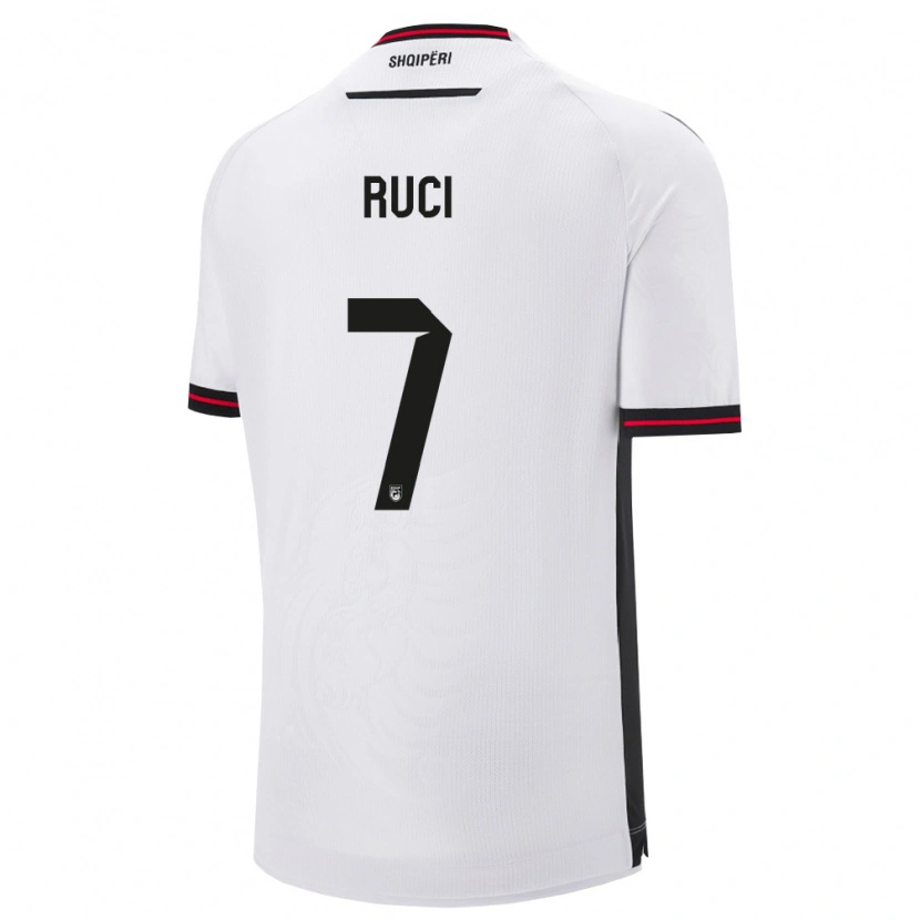 Danxen Män Albanien Flamur Ruci #7 Vit Svart Bortatröja Matchtröjor 26-28 Tröjor T-Tröja