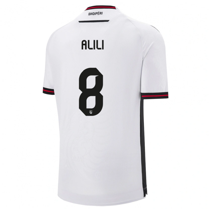 Danxen Män Albanien Burak Alili #8 Vit Svart Bortatröja Matchtröjor 26-28 Tröjor T-Tröja
