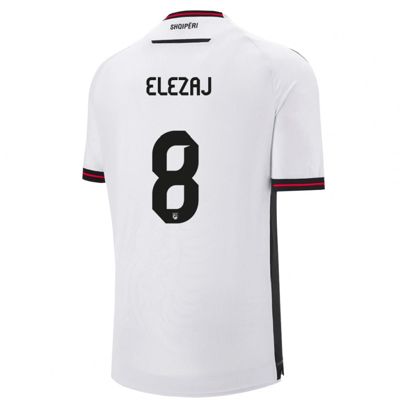 Danxen Män Albanien Endrina Elezaj #8 Vit Svart Bortatröja Matchtröjor 26-28 Tröjor T-Tröja