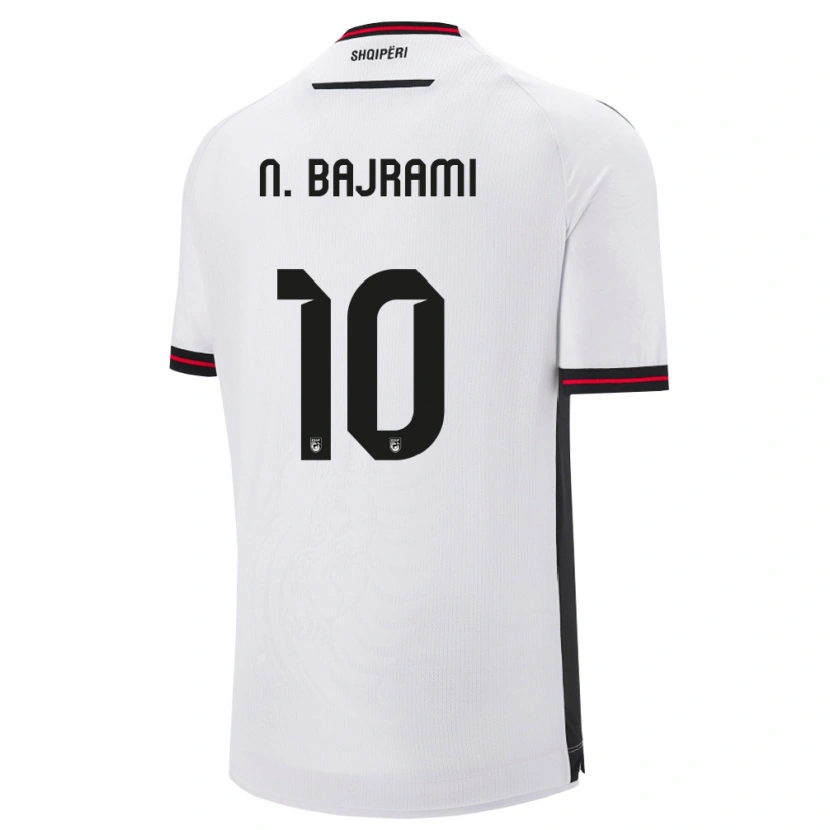 Danxen Män Albanien Nedim Bajrami #10 Vit Svart Bortatröja Matchtröjor 26-28 Tröjor T-Tröja