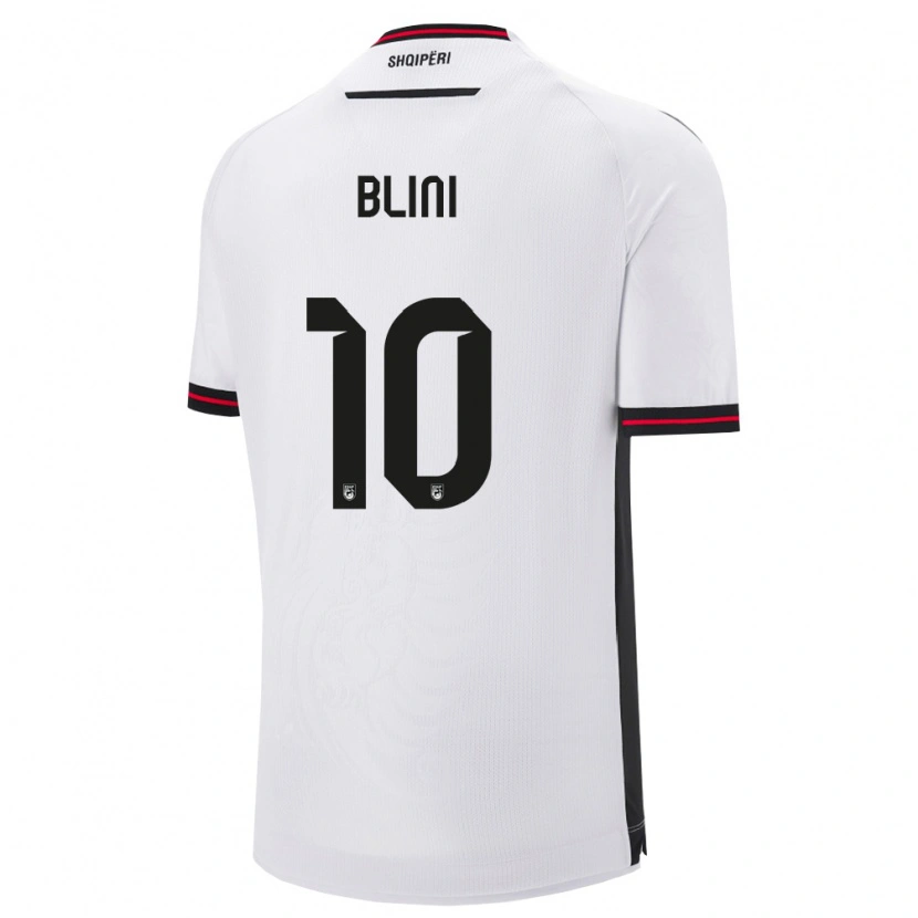 Danxen Män Albanien Oliver Blini #10 Vit Svart Bortatröja Matchtröjor 26-28 Tröjor T-Tröja
