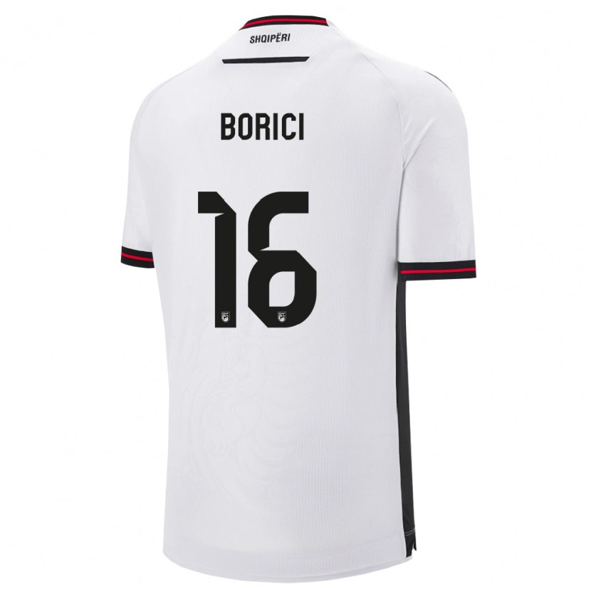 Danxen Män Albanien Armir Borici #16 Vit Svart Bortatröja Matchtröjor 26-28 Tröjor T-Tröja