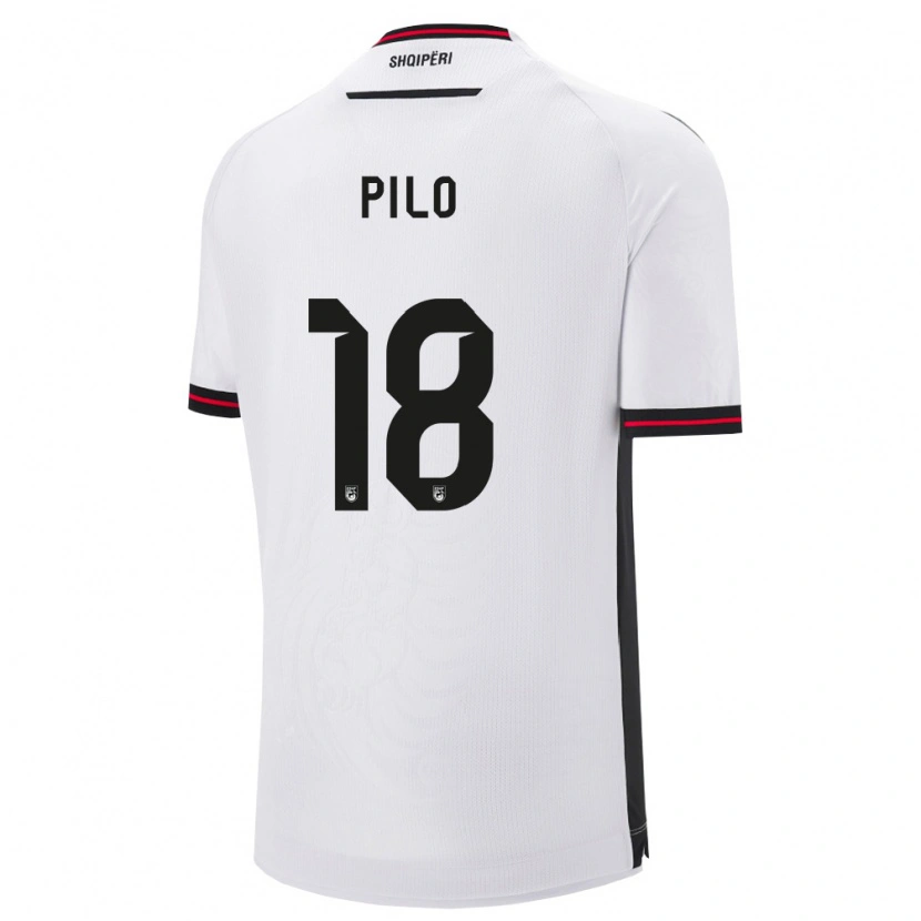 Danxen Män Albanien Stavro Pilo #18 Vit Svart Bortatröja Matchtröjor 26-28 Tröjor T-Tröja