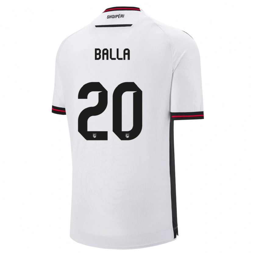 Danxen Män Albanien Robin Balla #20 Vit Svart Bortatröja Matchtröjor 26-28 Tröjor T-Tröja