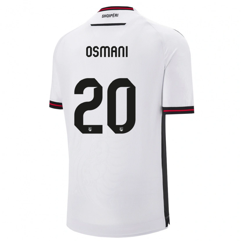 Danxen Män Albanien Enes Osmani #20 Vit Svart Bortatröja Matchtröjor 26-28 Tröjor T-Tröja