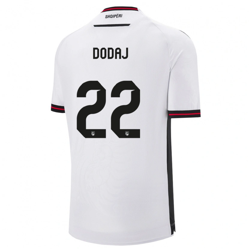 Danxen Män Albanien Kevin Dodaj #22 Vit Svart Bortatröja Matchtröjor 26-28 Tröjor T-Tröja