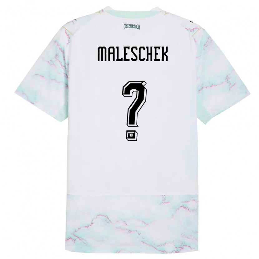 Danxen Män Österrike Michael Maleschek #0 Vit Grön Guld Bortatröja Matchtröjor 26-28 Tröjor T-Tröja