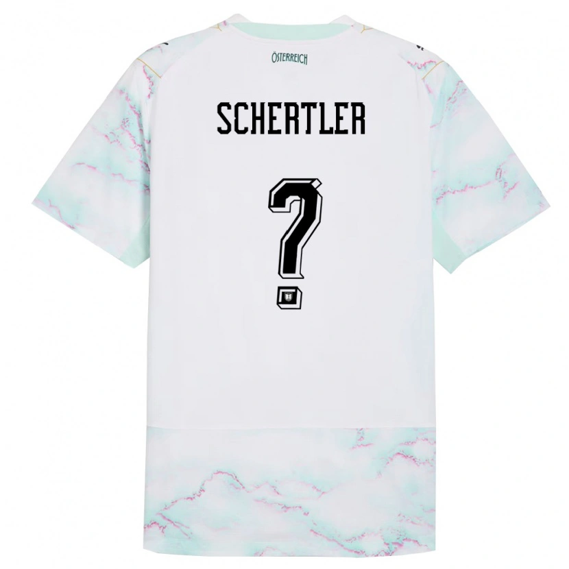 Danxen Män Österrike Felix Schertler #0 Vit Grön Guld Bortatröja Matchtröjor 26-28 Tröjor T-Tröja