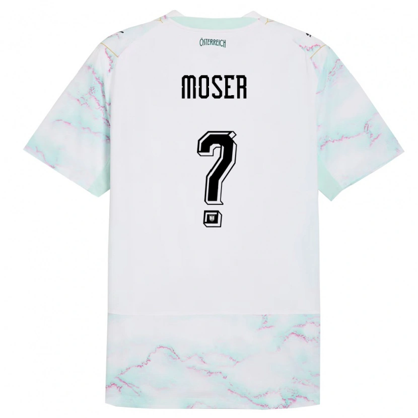 Danxen Män Österrike Peter Moser #0 Vit Grön Guld Bortatröja Matchtröjor 26-28 Tröjor T-Tröja