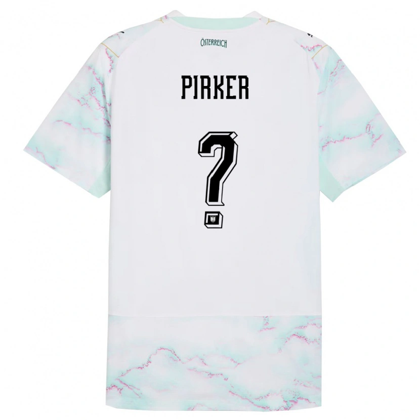 Danxen Män Österrike Sebastian Pirker #0 Vit Grön Guld Bortatröja Matchtröjor 26-28 Tröjor T-Tröja