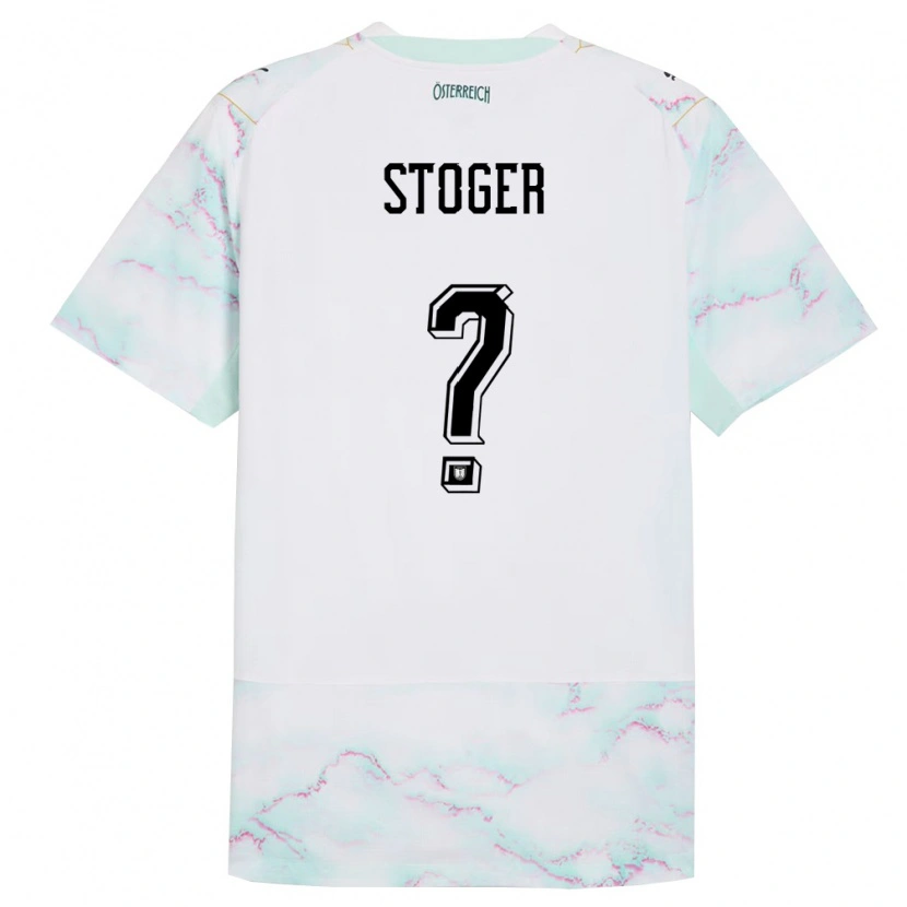 Danxen Män Österrike Marcel Stöger #0 Vit Grön Guld Bortatröja Matchtröjor 26-28 Tröjor T-Tröja