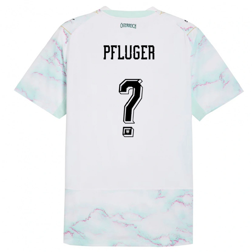 Danxen Män Österrike Luis Pfluger #0 Vit Grön Guld Bortatröja Matchtröjor 26-28 Tröjor T-Tröja