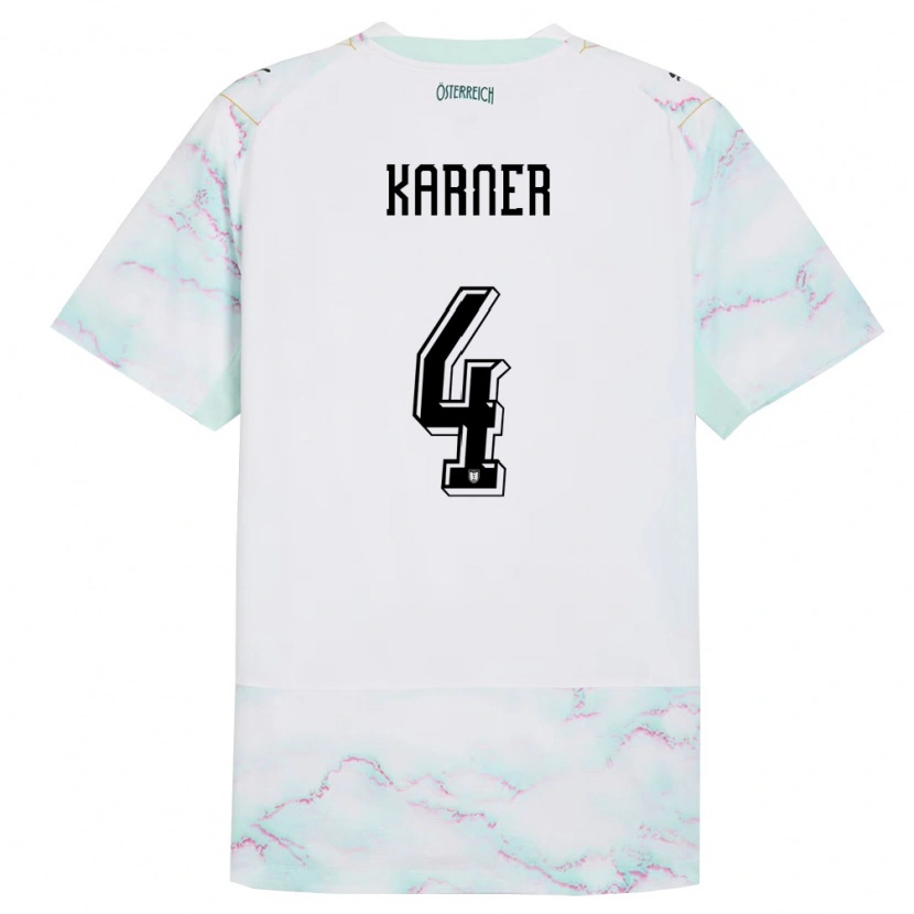 Danxen Män Österrike Jan Karner #4 Vit Grön Guld Bortatröja Matchtröjor 26-28 Tröjor T-Tröja