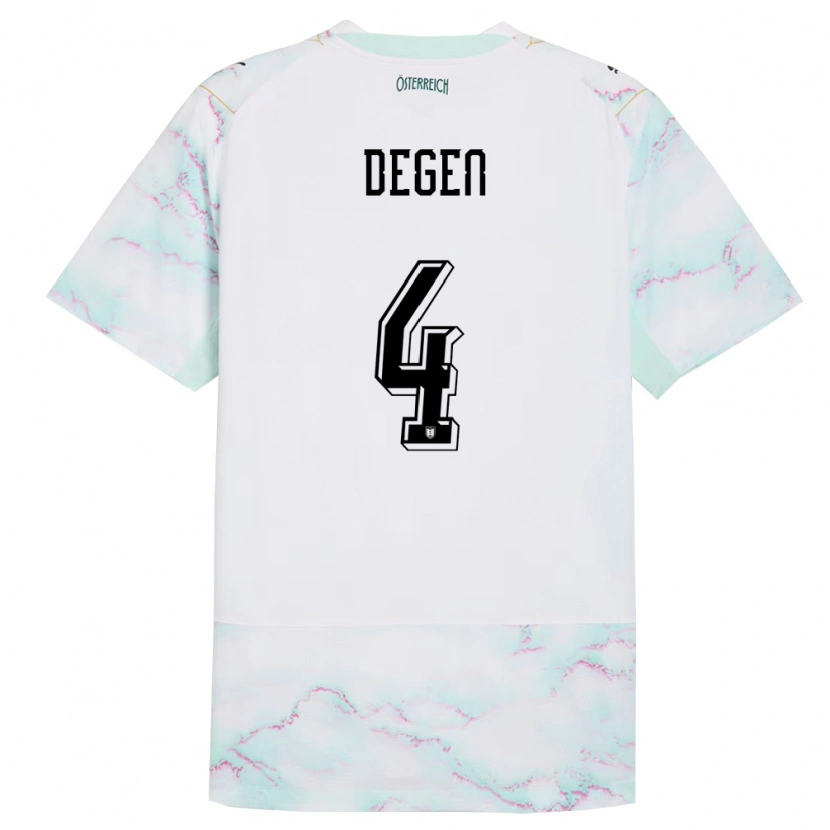 Danxen Män Österrike Celina Degen #4 Vit Grön Guld Bortatröja Matchtröjor 26-28 Tröjor T-Tröja