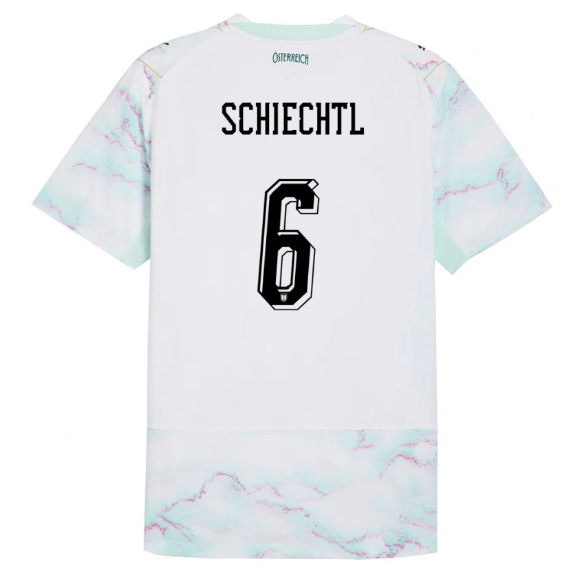 Danxen Män Österrike Katharina Schiechtl #6 Vit Grön Guld Bortatröja Matchtröjor 26-28 Tröjor T-Tröja