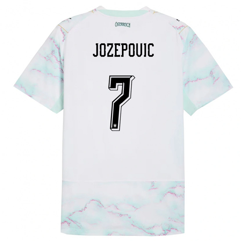 Danxen Män Österrike Nicolas Jozepovic #7 Vit Grön Guld Bortatröja Matchtröjor 26-28 Tröjor T-Tröja