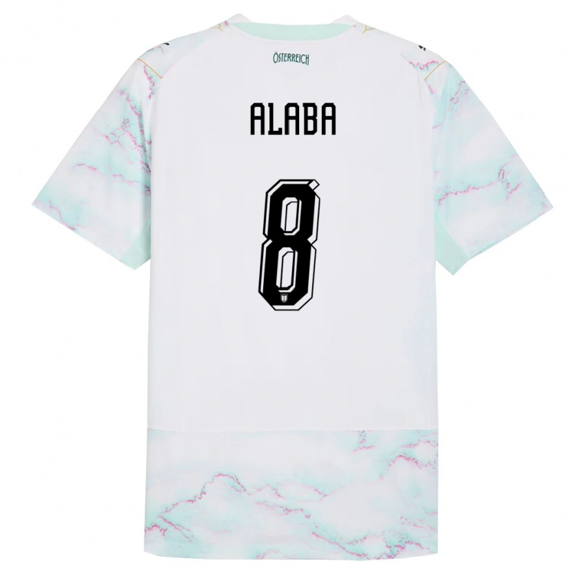 Danxen Män Österrike David Alaba #8 Vit Grön Guld Bortatröja Matchtröjor 26-28 Tröjor T-Tröja