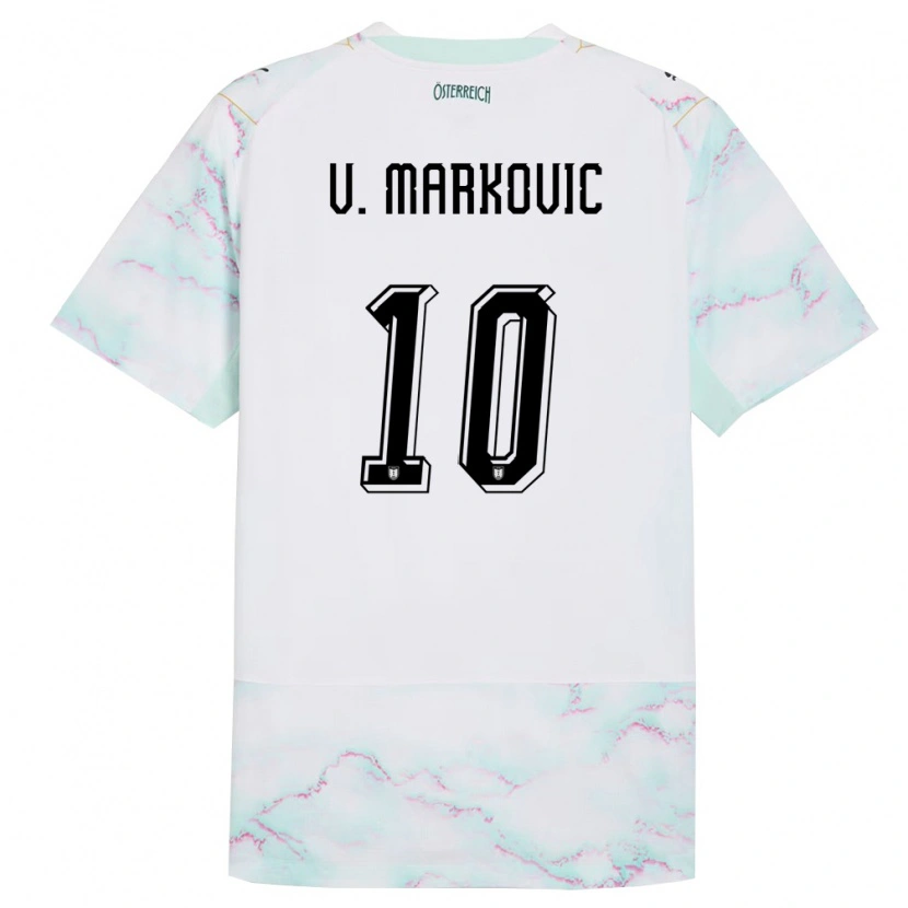 Danxen Män Österrike Vasilije Markovic #10 Vit Grön Guld Bortatröja Matchtröjor 26-28 Tröjor T-Tröja