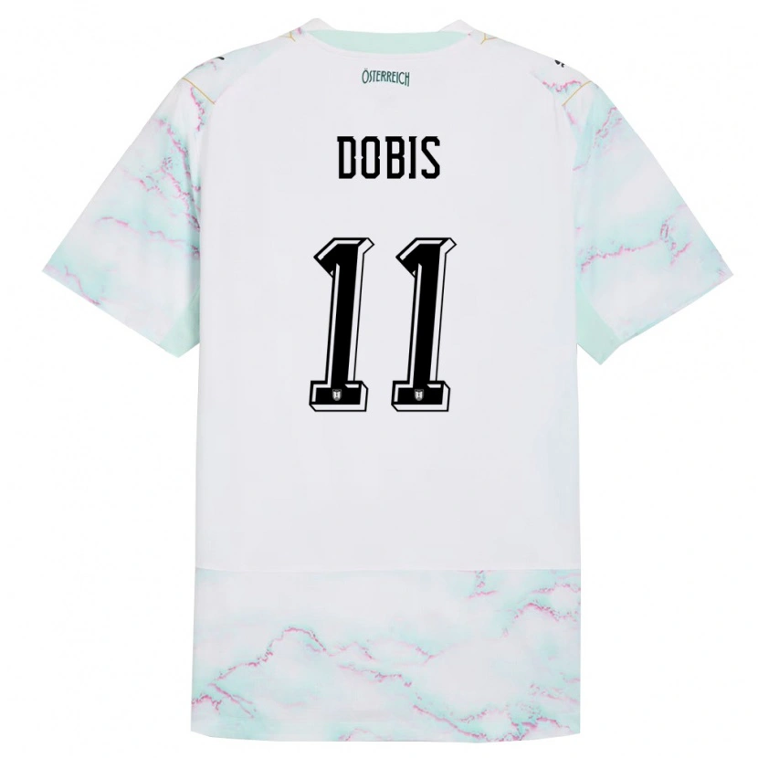 Danxen Män Österrike Dominik Dobis #11 Vit Grön Guld Bortatröja Matchtröjor 26-28 Tröjor T-Tröja