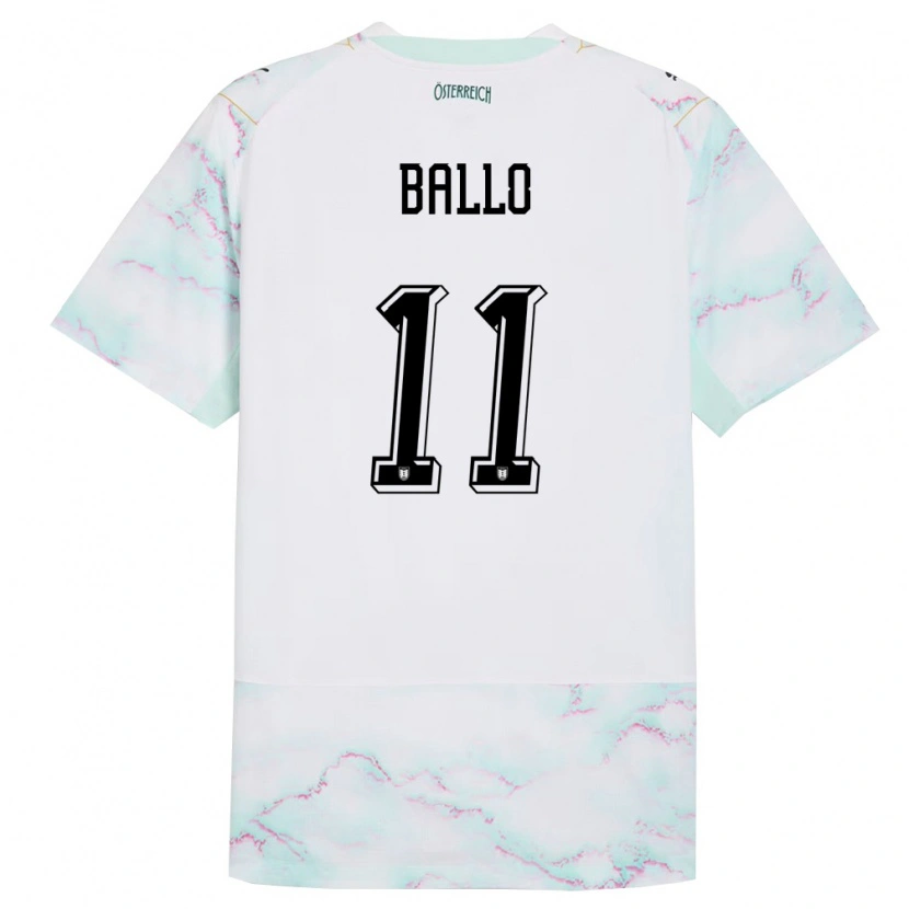 Danxen Män Österrike Thierno Ballo #11 Vit Grön Guld Bortatröja Matchtröjor 26-28 Tröjor T-Tröja