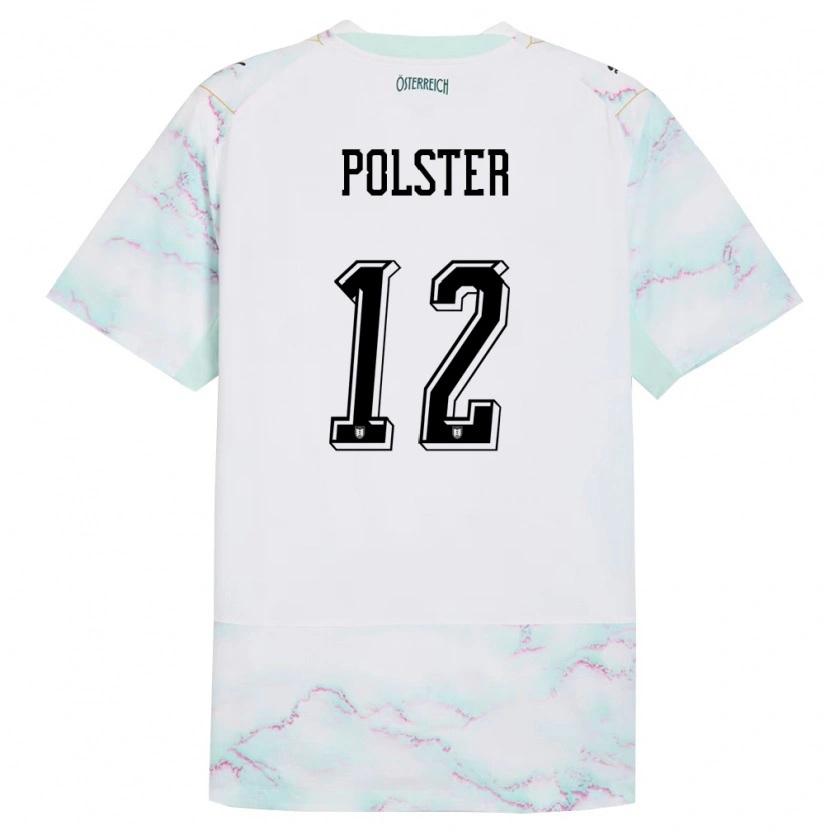 Danxen Män Österrike Nikolas Polster #12 Vit Grön Guld Bortatröja Matchtröjor 26-28 Tröjor T-Tröja