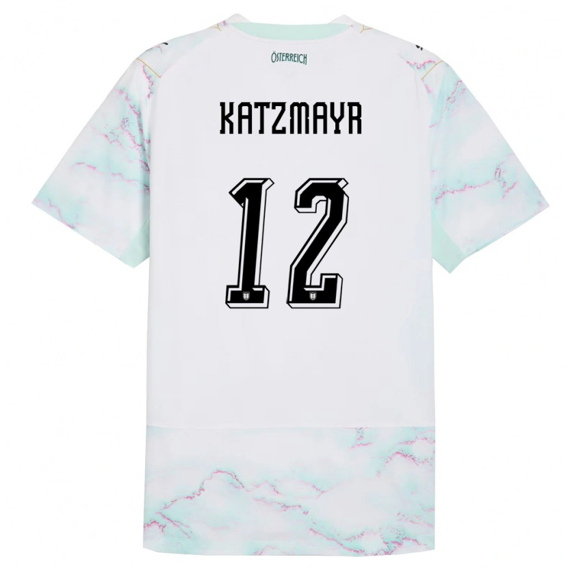 Danxen Män Österrike Christof Katzmayr #12 Vit Grön Guld Bortatröja Matchtröjor 26-28 Tröjor T-Tröja