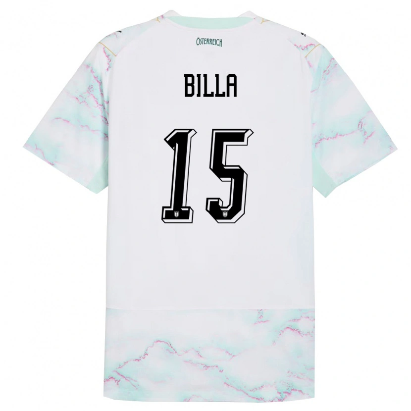 Danxen Män Österrike Nicole Billa #15 Vit Grön Guld Bortatröja Matchtröjor 26-28 Tröjor T-Tröja