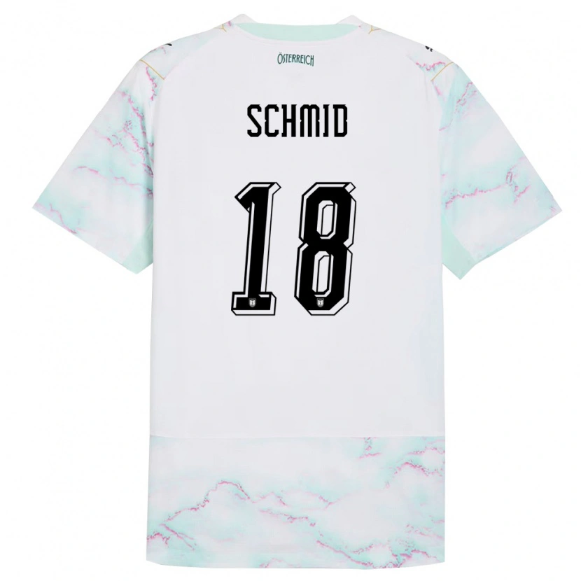 Danxen Män Österrike Romano Schmid #18 Vit Grön Guld Bortatröja Matchtröjor 26-28 Tröjor T-Tröja