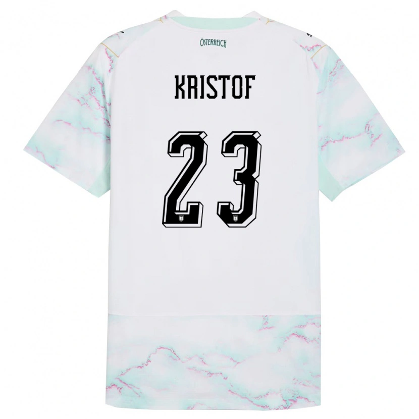 Danxen Män Österrike Nicolas Kristof #23 Vit Grön Guld Bortatröja Matchtröjor 26-28 Tröjor T-Tröja