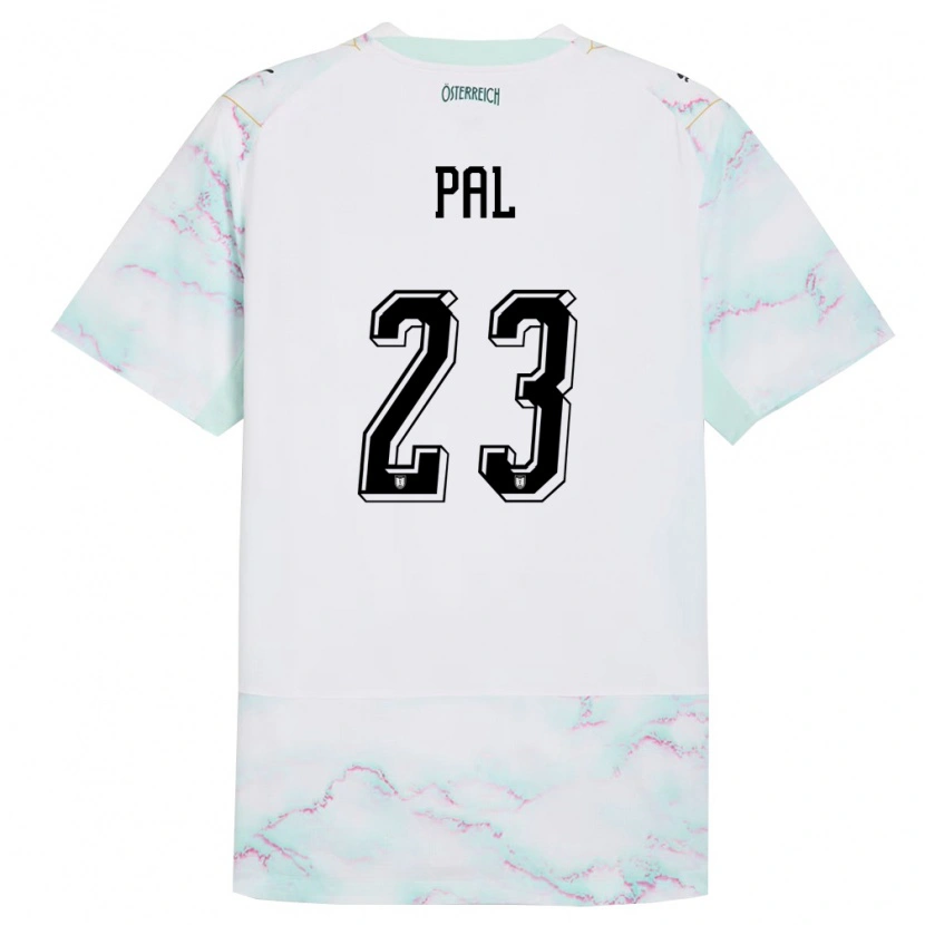 Danxen Män Österrike Jasmin Pal #23 Vit Grön Guld Bortatröja Matchtröjor 26-28 Tröjor T-Tröja
