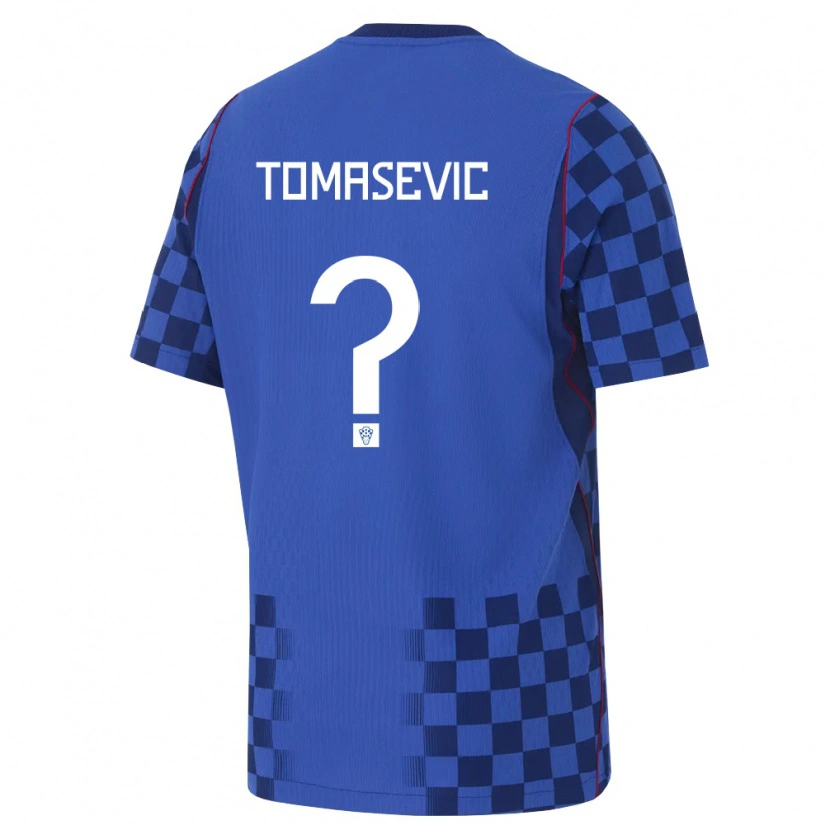 Danxen Män Kroatien Niko Tomasevic #0 Blå Marin Röd Bortatröja Matchtröjor 26-28 Tröjor T-Tröja