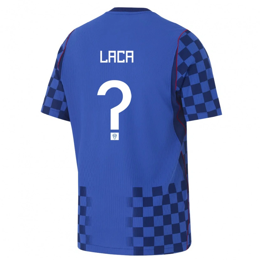 Danxen Män Kroatien Ivan Laca #0 Blå Marin Röd Bortatröja Matchtröjor 26-28 Tröjor T-Tröja