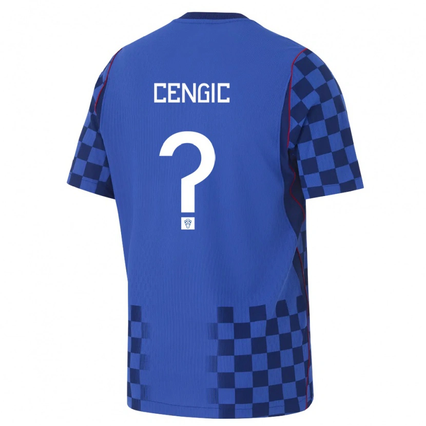 Danxen Män Kroatien Ivo Cengic #0 Blå Marin Röd Bortatröja Matchtröjor 26-28 Tröjor T-Tröja